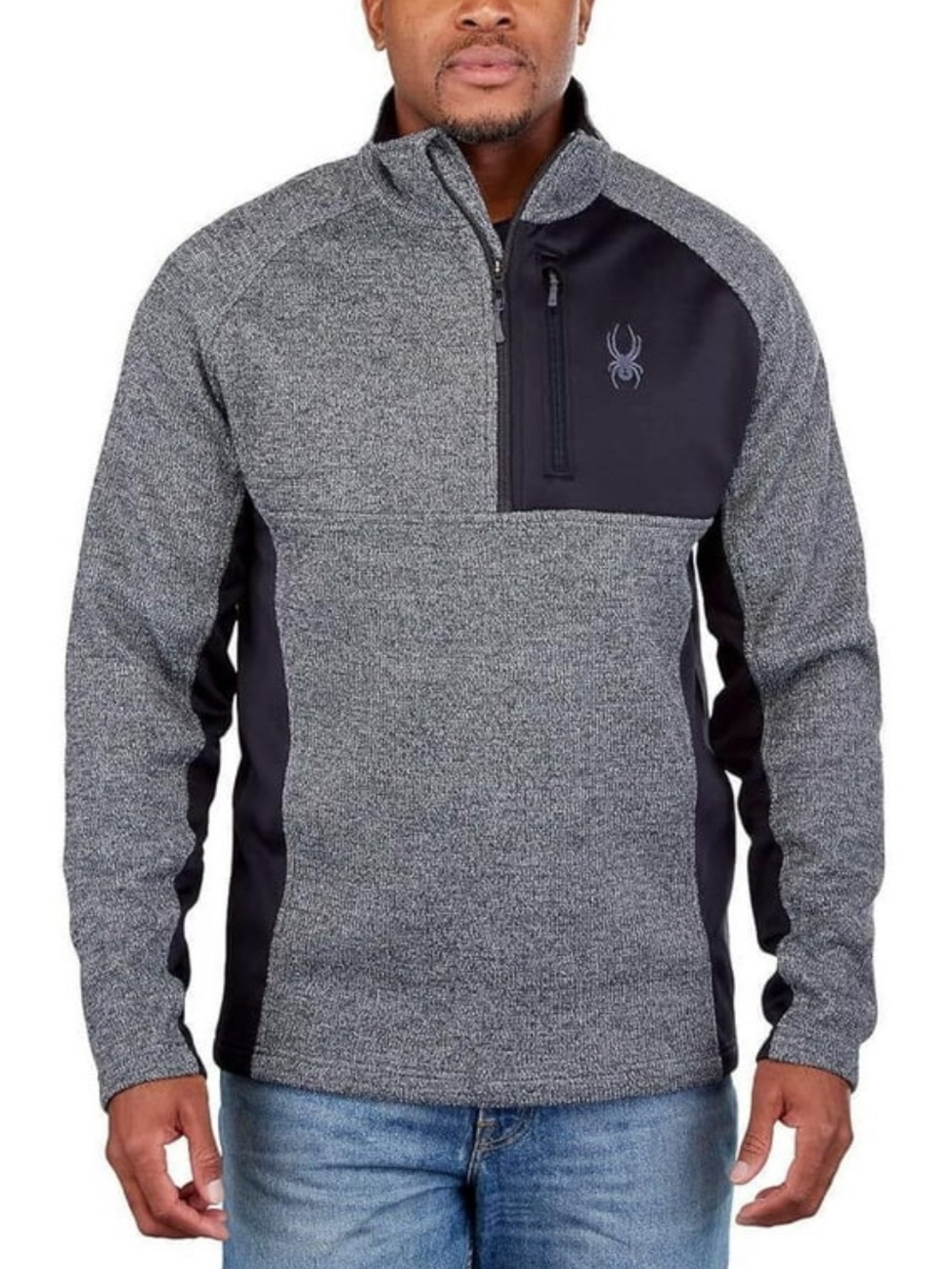 Spyder Jacket Adult Extra Large Gray Black 1/4 Zip Pullover Fleece Logo Mens M